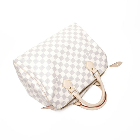 LOUIS VUITTON Damier Azur Speedy 30 Handbag white WS24682