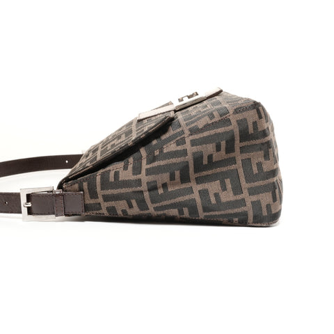 FENDI Zucca Mamma Bucket Canvas Shoulder Bag Brown WS24685