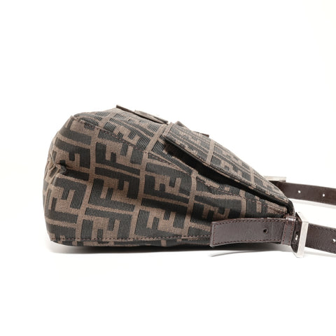 FENDI Zucca Mamma Bucket Canvas Shoulder Bag Brown WS24685