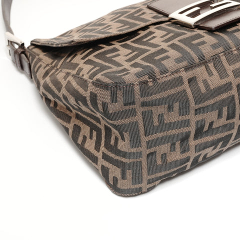 FENDI Zucca Mamma Bucket Canvas Shoulder Bag Brown WS24685