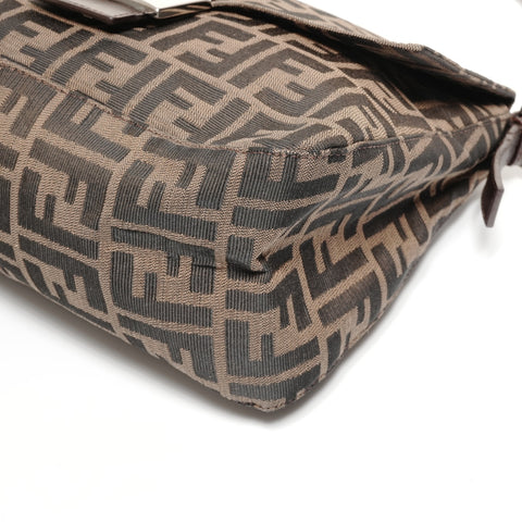 FENDI Zucca Mamma Bucket Canvas Shoulder Bag Brown WS24685