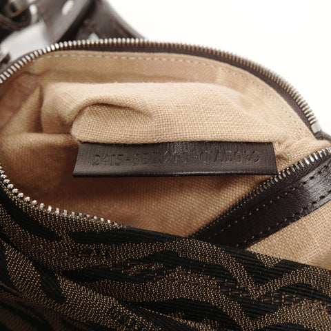 FENDI Leopard print Zucca one belt Shoulder Bag Brown WS24686