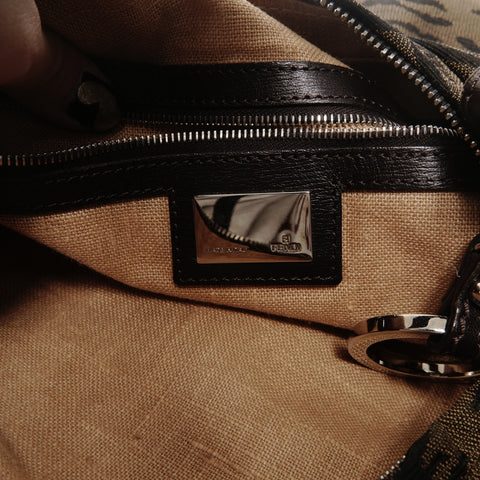 FENDI Leopard print Zucca one belt Shoulder Bag Brown WS24686