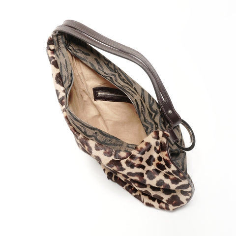 FENDI Leopard print Zucca one belt Shoulder Bag Brown WS24686