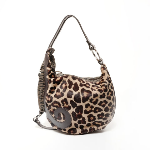 FENDI Leopard print Zucca one belt Shoulder Bag Brown WS24686