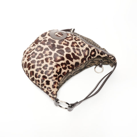 FENDI Leopard print Zucca one belt Shoulder Bag Brown WS24686