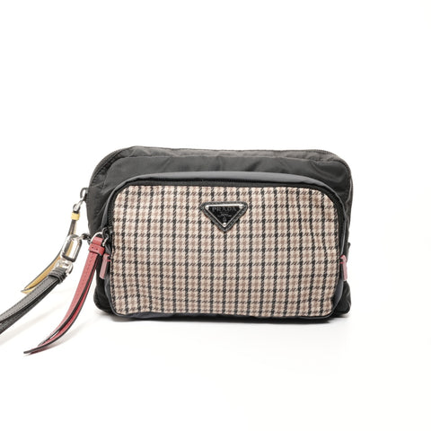PRADA Nylon Triangle Logo Pouch Clutch bag black WS24687