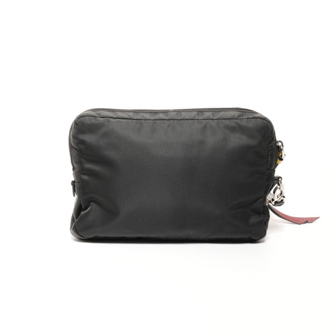 PRADA Nylon Triangle Logo Pouch Clutch bag black WS24687