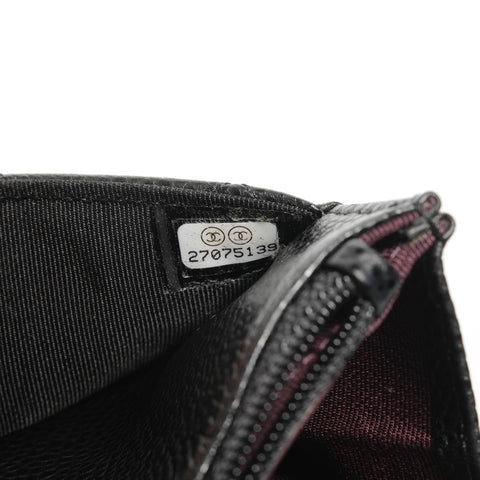 CHANEL No. 27 Caviar Leather Chain Wallet Silver Metal Matelasse 2019 Shoulder Bag black WS24690