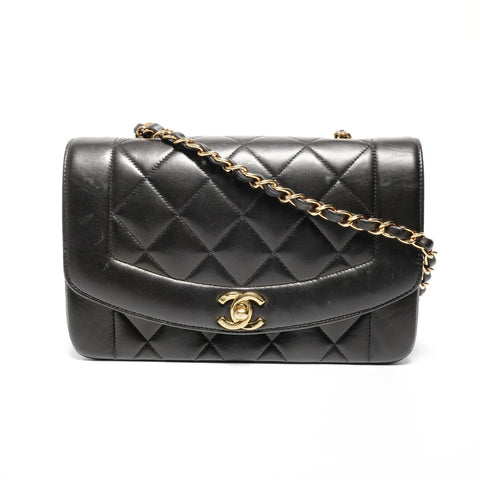 CHANEL No. 3 Diana Small Lambskin 1994-1996 Shoulder Bag black WS24692