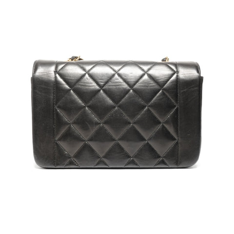 CHANEL No. 3 Diana Small Lambskin 1994-1996 Shoulder Bag black WS24692