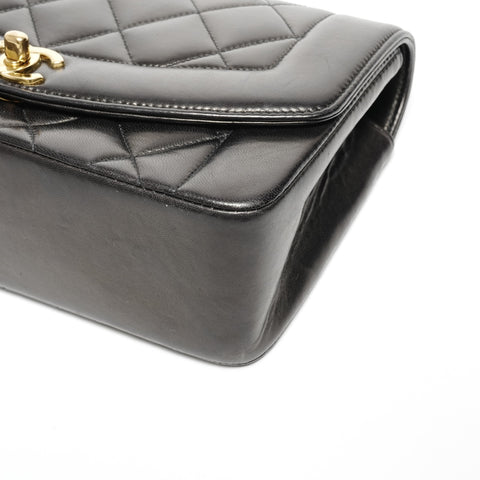 CHANEL No. 3 Diana Small Lambskin 1994-1996 Shoulder Bag black WS24692