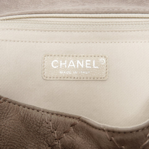 CHANEL 16th series 2012 Ultra Stitch Suede Flap Shoulder Bag beige WS24693