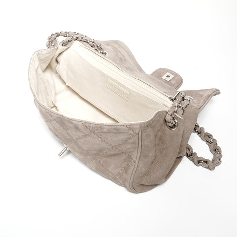 CHANEL 16th series 2012 Ultra Stitch Suede Flap Shoulder Bag beige WS24693