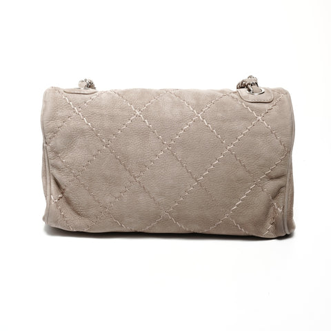 CHANEL 16th series 2012 Ultra Stitch Suede Flap Shoulder Bag beige WS24693