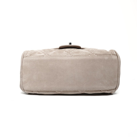 CHANEL 16th series 2012 Ultra Stitch Suede Flap Shoulder Bag beige WS24693