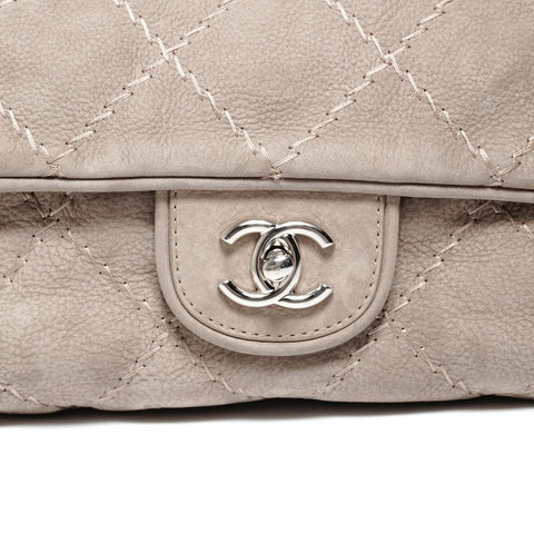 CHANEL 16th series 2012 Ultra Stitch Suede Flap Shoulder Bag beige WS24693