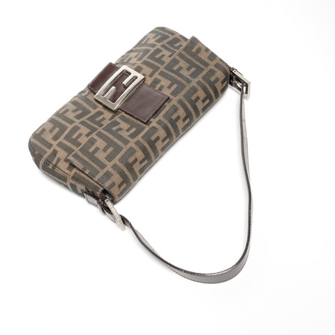 FENDI Zucca Mamma Bucket One Belt Shoulder Bag Brown WS24705