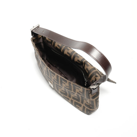 FENDI Zucca Mamma Bucket One Belt Shoulder Bag Brown WS24705