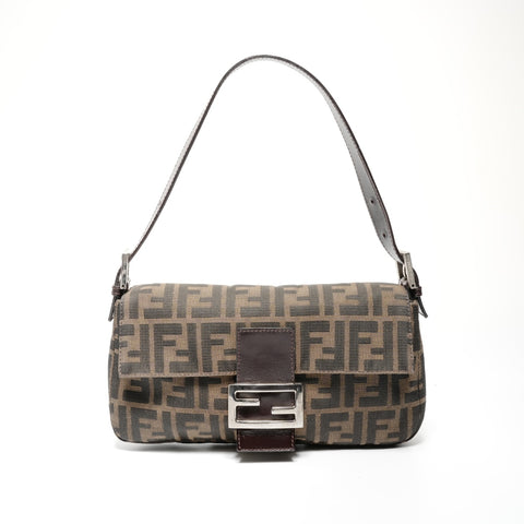 FENDI Zucca Mamma Bucket One Belt Shoulder Bag Brown WS24705