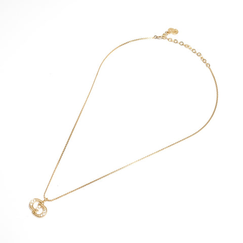 Christian Dior CD logo rhinestone Necklace gold WS24707