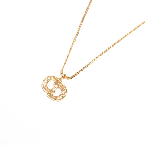 Christian Dior CD logo rhinestone Necklace gold WS24707