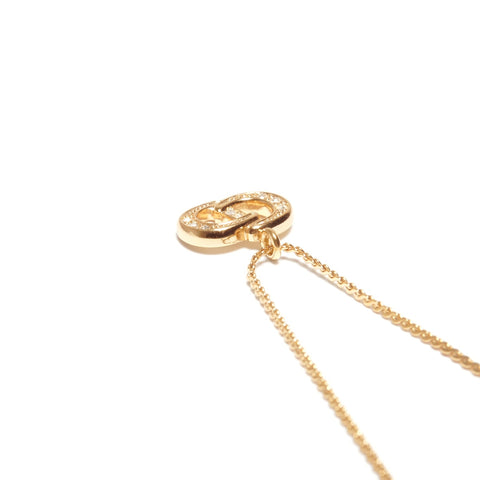 Christian Dior CD logo rhinestone Necklace gold WS24707