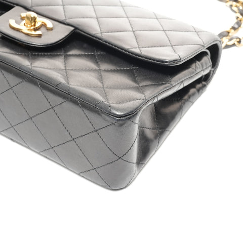 CHANEL 0 Series 1986-1988 Lambskin Mini Matelasse 9.1" Double Flap Shoulder Bag black WS24708