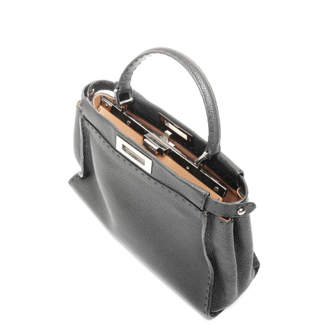 FENDI Leather Peekaboo 2way Selleria Handbag black WS24710