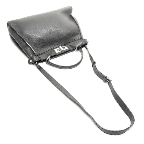 FENDI Leather Peekaboo 2way Selleria Handbag black WS24710
