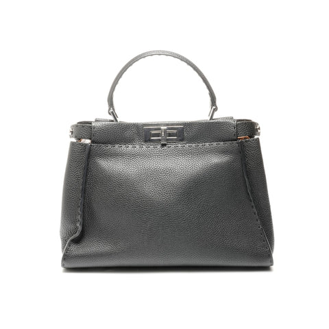 FENDI Leather Peekaboo 2way Selleria Handbag black WS24710