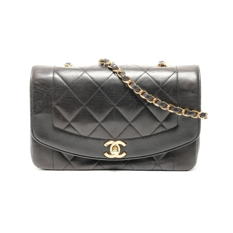 CHANEL No. 3 1994-1996 Diana Small Lambskin Shoulder Bag black WS24711