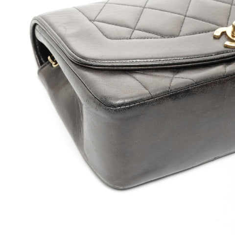 CHANEL No. 3 1994-1996 Diana Small Lambskin Shoulder Bag black WS24711