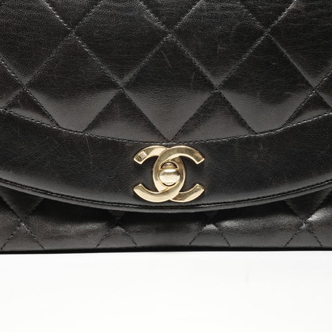 CHANEL No. 3 1994-1996 Diana Small Lambskin Shoulder Bag black WS24711