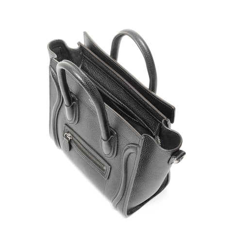 CELINE Nano Luggage Leather Handbag black WS24712