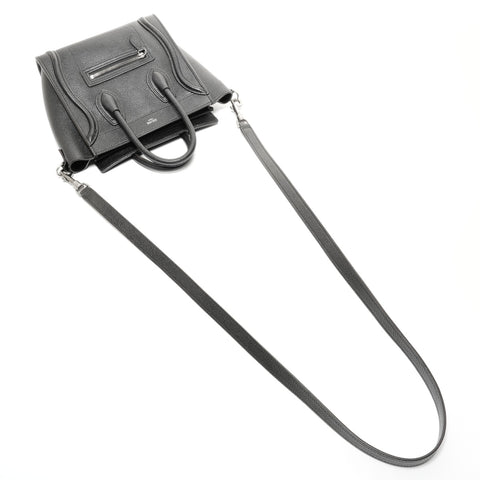 CELINE Nano Luggage Leather Handbag black WS24712