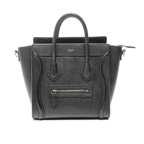 CELINE Nano Luggage Leather Handbag black WS24712