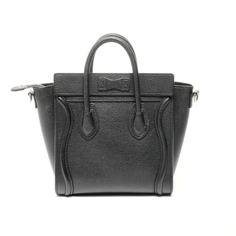 CELINE Nano Luggage Leather Handbag black WS24712