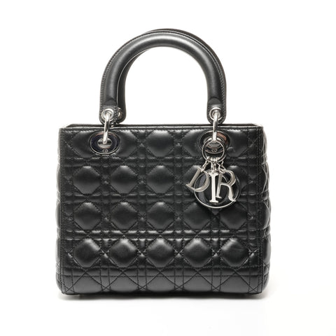 Christian Dior Lady Dior Mittelgroße Lammleder-Handtasche schwarz WS24715