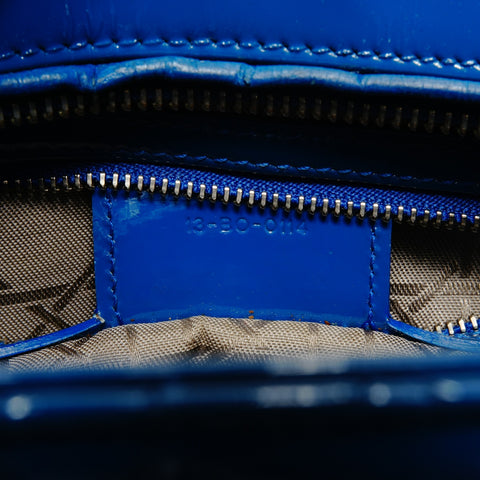 Christian Dior Large Lady Dior Patent Leather 2-Way Bag Handbag blue WS24717