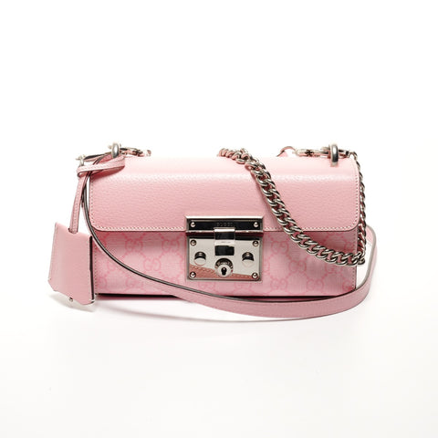GUCCI GG Supreme Mini Padlock Shoulder Bag pink WS24722