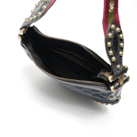 GUCCI GG canvas stud one belt Shoulder Bag black WS24724