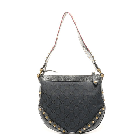 GUCCI GG Canvas Nieten Schultertasche mit einem Gürtel schwarz WS24724