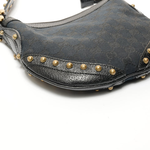 GUCCI GG Canvas Nieten Schultertasche mit einem Gürtel schwarz WS24724