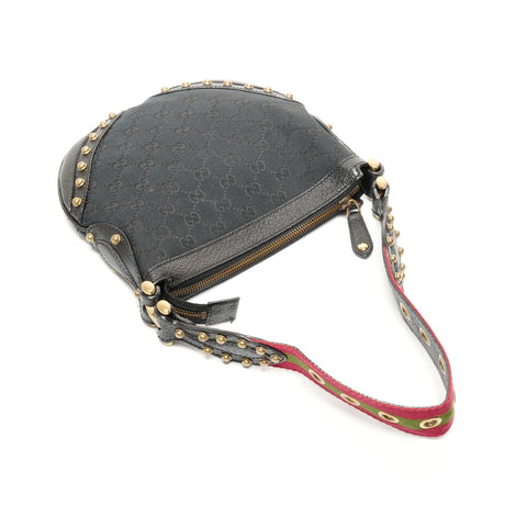 GUCCI GG Canvas Nieten Schultertasche mit einem Gürtel schwarz WS24724