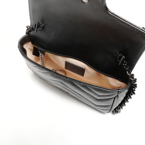 GUCCI GG Marmont Leather Shoulder Bag black WS24727