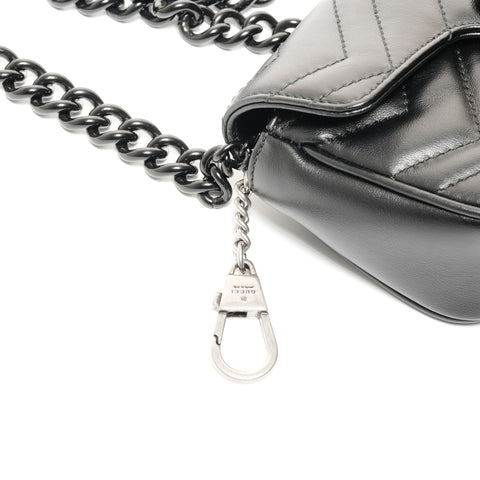 GUCCI GG Marmont Leather Shoulder Bag black WS24727