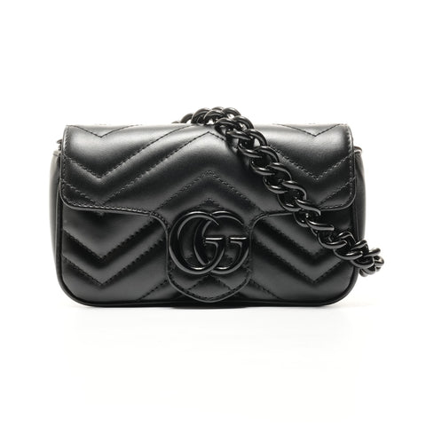 GUCCI GG Marmont Leather Shoulder Bag black WS24727