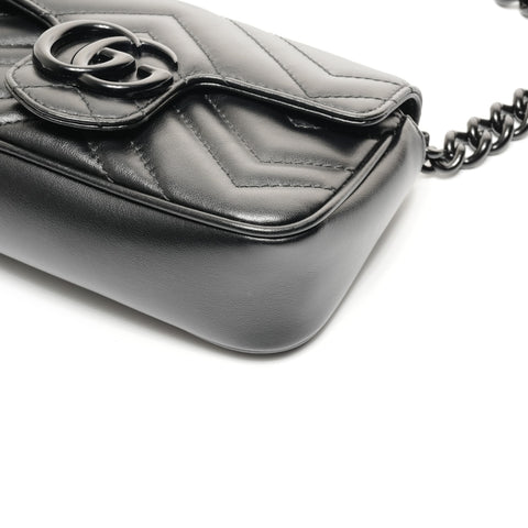 GUCCI GG Marmont Leather Shoulder Bag black WS24727