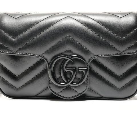 GUCCI GG Marmont Leather Shoulder Bag black WS24727